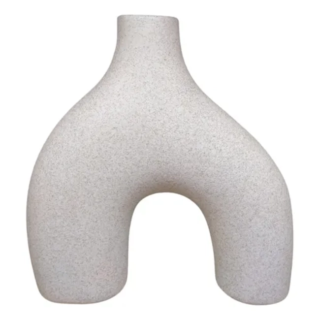 FLORERO VINTAGE CERAMICA MODERNO BLANCO - 1