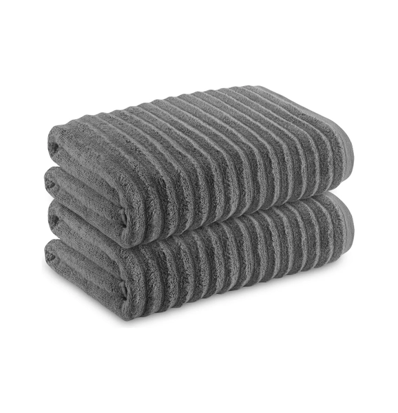 TOALLA EXTRA GRANDE MICROFIBRA SUPER ABSORBENTE 90X180 CM GRIS RAYAS - 1