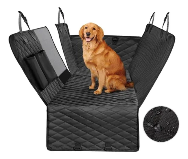 FUNDA PARA PERRO PARA ASIENTO TRASERO CON VENTANA DE MALLA - 1
