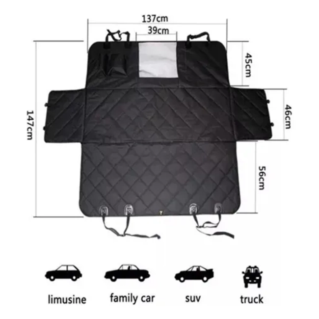 FUNDA PARA PERRO PARA ASIENTO TRASERO CON VENTANA DE MALLA - 2