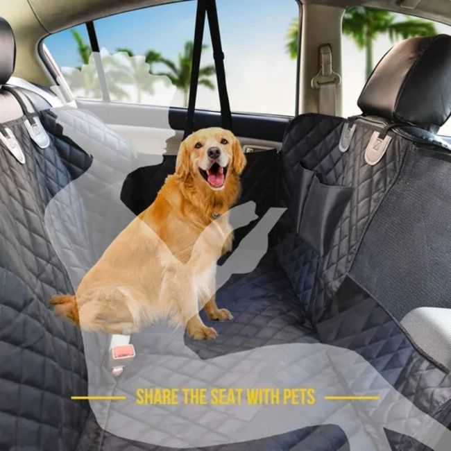 FUNDA PARA PERRO PARA ASIENTO TRASERO CON VENTANA DE MALLA - 3