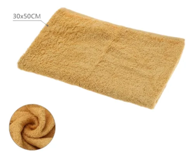 TOALLA DE CARA 30X50 CM 100% ALGODON PACK DE 2 COLOR MOSTAZA LISO - 3