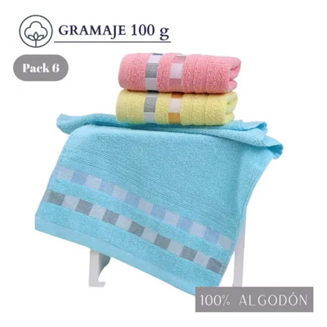 PACK 6 TOALLAS DE MANO ALGODON CARA GYM HOTEL SPA 35X75 CM - 2