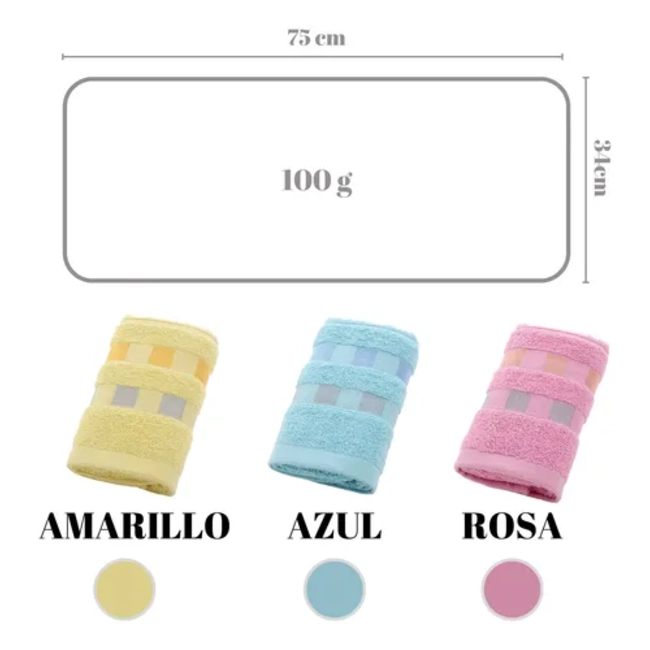 PACK 6 TOALLAS DE MANO ALGODON CARA GYM HOTEL SPA 35X75 CM - 5