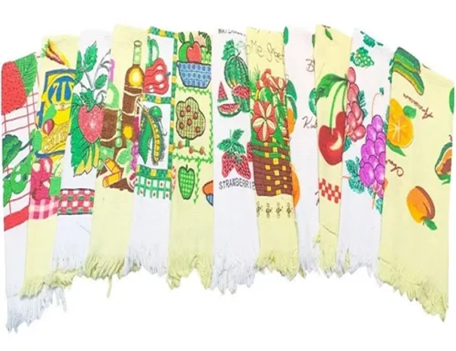 SET 12 PAÑOS DE COCINA ALGODON ESTAMPADO MUNDO TOALLAS - 2