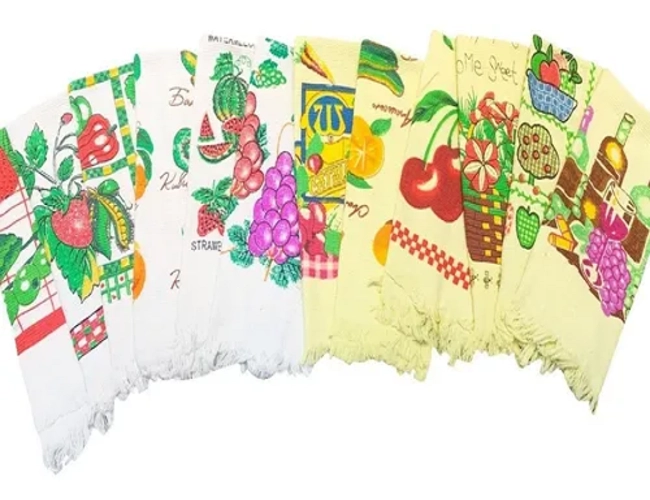 SET 12 PAÑOS DE COCINA ALGODON ESTAMPADO MUNDO TOALLAS - 3