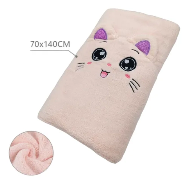 TOALLA DE BAÑO DISEÑO GATO 4 COLORES 70X140 CM - 3