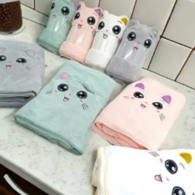 TOALLA DE BAÑO DISEÑO GATO 4 COLORES 70X140 CM - 4