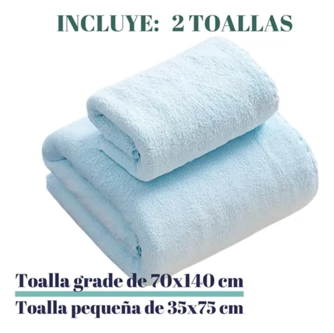 2 TOALLAS MICROFIBRA DEPORTE 140X70 + 75X35 CM SECADO RAPIDO - 5