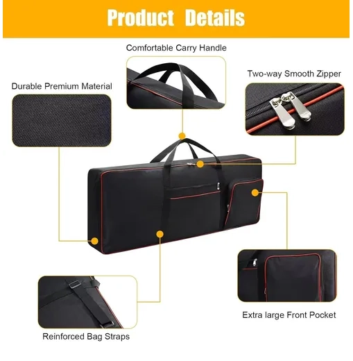 FUNDA PARA TECLADO 61 TECLAS IMPERMEABLE ACOLCHADO - 4