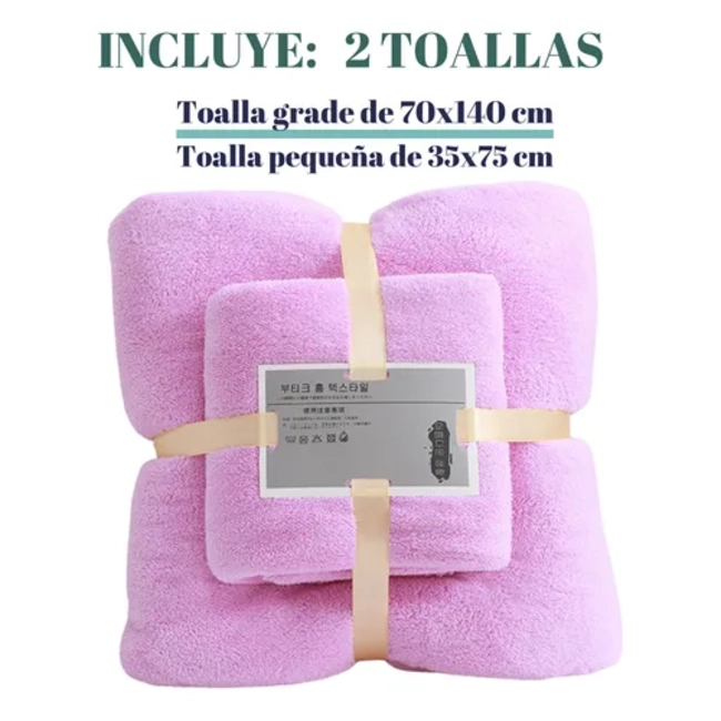 PACK 2 TOALLAS BAÑO MANO VIAJE MICROFIBRA SECADO RAPIDO - 5