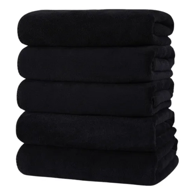 PACK 6 TOALLAS NEGRAS PELUQUERIA HOTEL BARBERIA SPA GYM 50X100 CM - 1