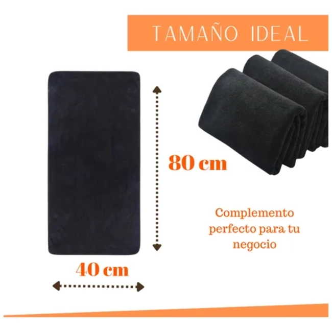 PACK 6 TOALLAS MICROFIBRA 40X80 CM NEGRA SPA GYM PELUQUERIA - 4