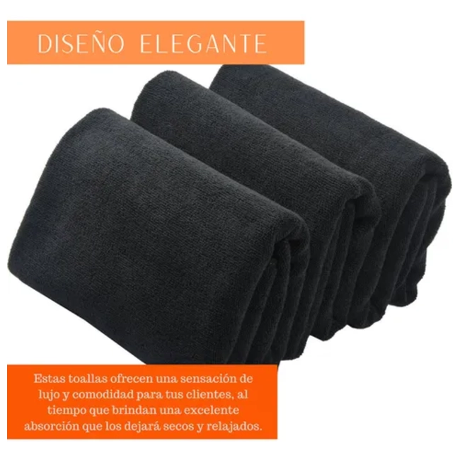 PACK 4 TOALLAS NEGRAS PELUQUERIA HOTEL BARBERIA SPA GYM 35X75 - 2