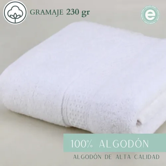 PACK 4 TOALLAS BLANCAS ALGODON PELUQUERIA PISO HOTEL 50X100 - 7