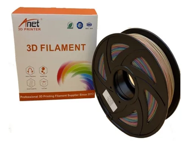 FILAMENTO PLA ARCOIRIS MULTICOLOR ANET 1.75 MM 1 KG 320 M - 1