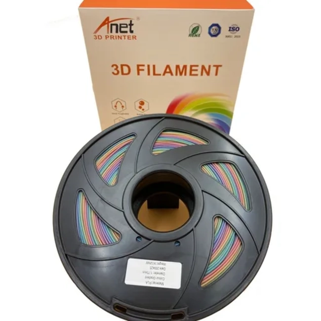 FILAMENTO PLA ARCOIRIS MULTICOLOR ANET 1.75 MM 1 KG 320 M - 2