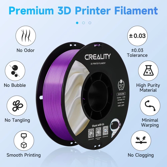 FILAMENTOS PLA SEDA CREALITY 1 KG 1.75 MM MORADO - 4