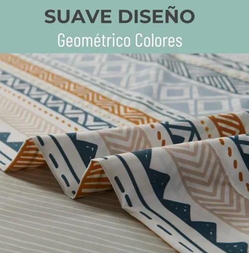 JUEGO SABANAS CASATUA ESTAMPADAS ETNICO 2 PLAZAS - 3