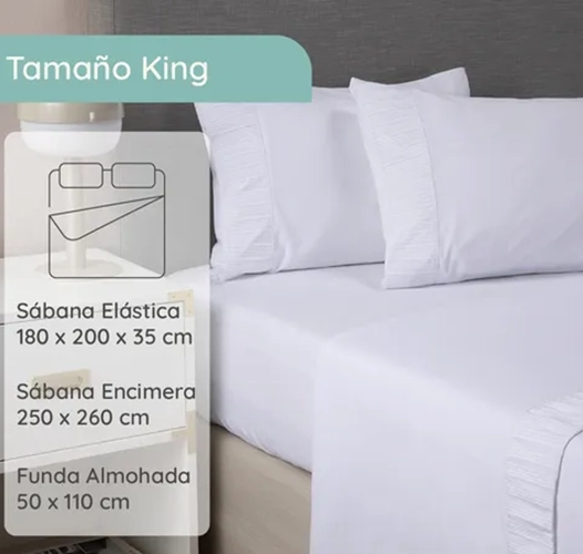 SABANAS CASATUA HOTEL FUNDA ALMOHADA KING COLOR BLANCO - 3