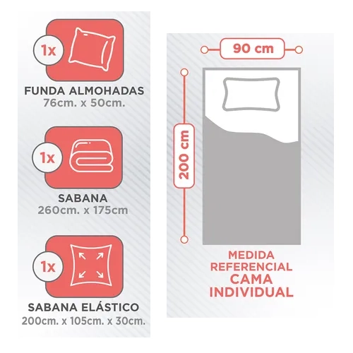 JUEGO SABANAS 1 PLAZA HOMELY 100 GSM 4 PIEZAS COLOR BLANCO - 2
