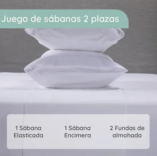 SABANA 1800 HOTEL ULTRA SUAVE FUNDA BORDADA 2 PLAZAS COLOR BLANCO - 2
