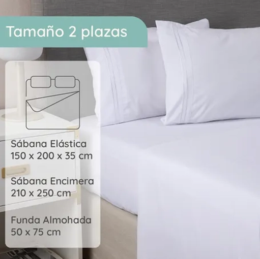 SABANA 1800 HOTEL ULTRA SUAVE FUNDA BORDADA 2 PLAZAS COLOR BLANCO - 3