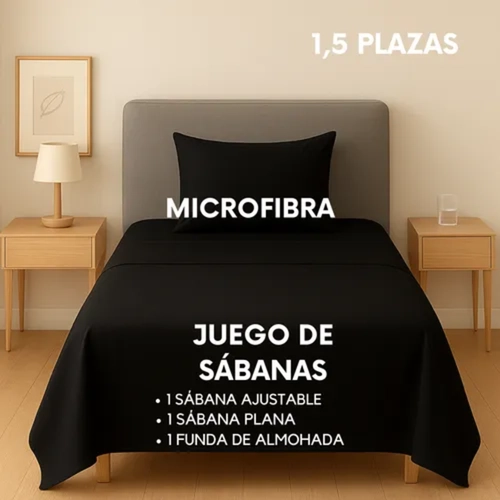 SABANAS IRISH HOME MICROFIBRA 1.5 PLAZA COLOR NEGRO - 3