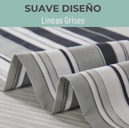 JUEGO SABANAS CASATUA RAYAS GRIS 1.5 PLAZA - 3