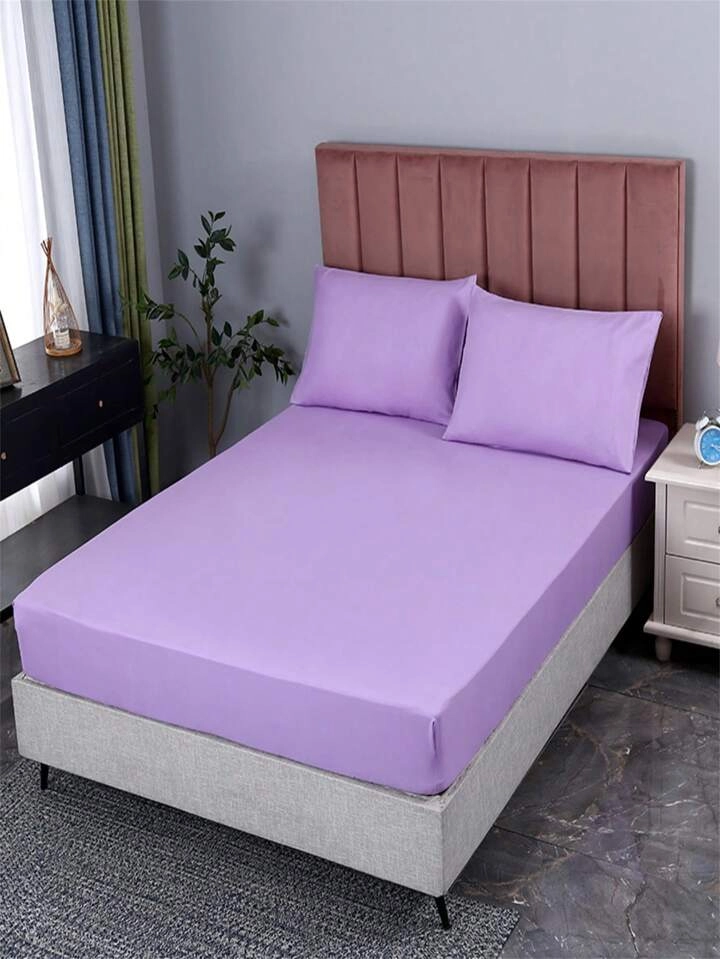 JUEGO SABANA BJ POLI ALGODON 200 HILOS 1.5 PLAZA COLOR LILA - 1