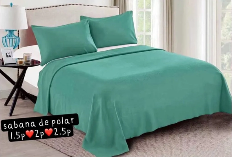 JUEGO SABANAS POLAR 2 PLAZAS COLOR TURQUESA - 1