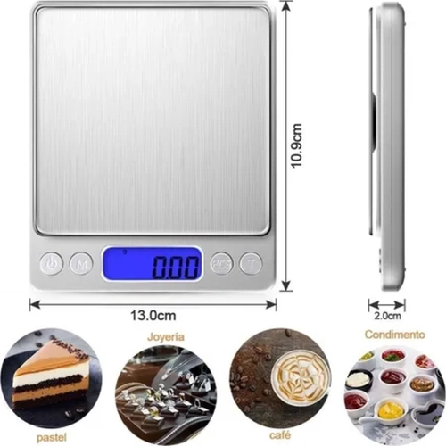 BALANZA JOYERIA COCINA 0.1G A 2KG COLOR PLATEADO - 7