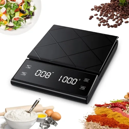 BASCULA DIGITAL COCINA CAFE  3KG CON TEMPORIZADOR COLOR NEGRO - 1
