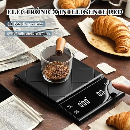 BASCULA DIGITAL COCINA CAFE  3KG CON TEMPORIZADOR COLOR NEGRO - 6