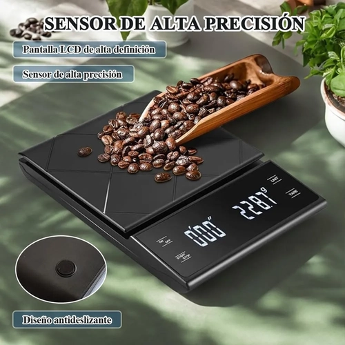 BASCULA DIGITAL COCINA CAFE  3KG CON TEMPORIZADOR COLOR NEGRO - 7