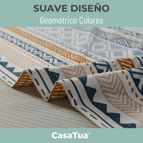 JUEGO SABANAS CASATUA ESTAMPADAS ETNICO SUPER KING - 4