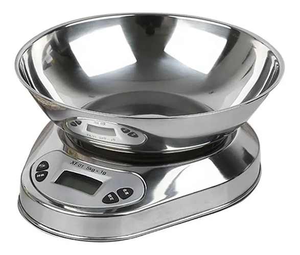 BALANZA ACERO INOXIDABLE COCINA CON BANDEJA 5KG - 1
