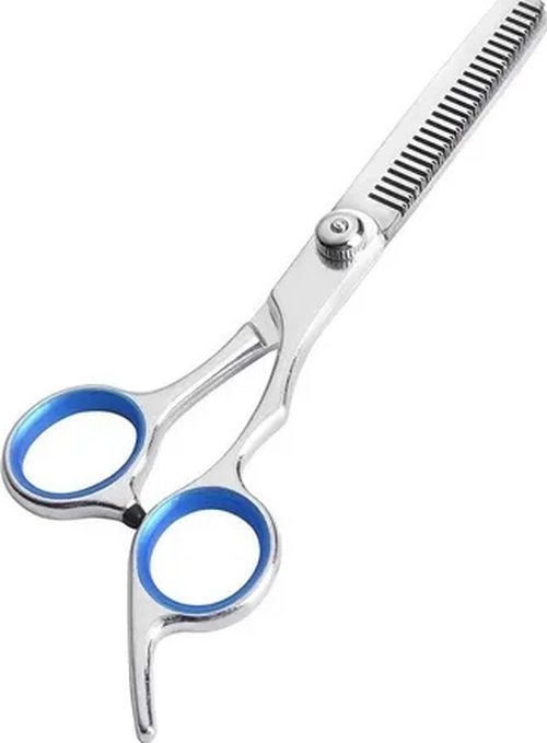 SET TIJERA CORTE FILO NAVAJA + ESCULPIDORA COLOR AZUL - 1