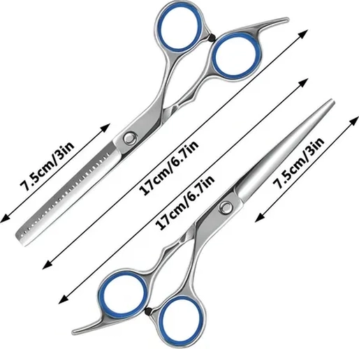SET TIJERA CORTE FILO NAVAJA + ESCULPIDORA COLOR AZUL - 3