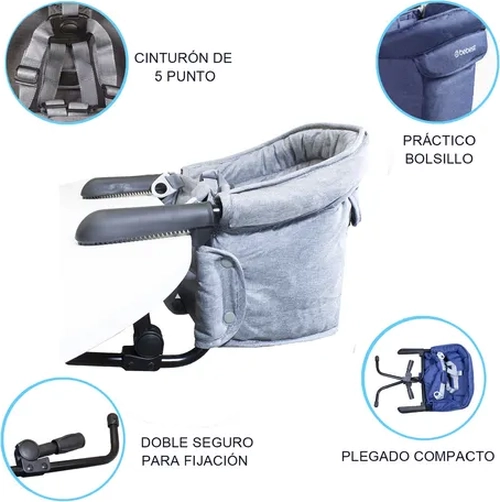 SILLA COMER EAT & BEAR PORTABLE COLOR GRIS - 2