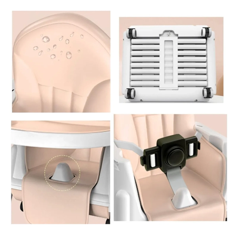 SILLA COMER 3 EN 1 CON RUEDAS COLOR ROSA BEBE - 1