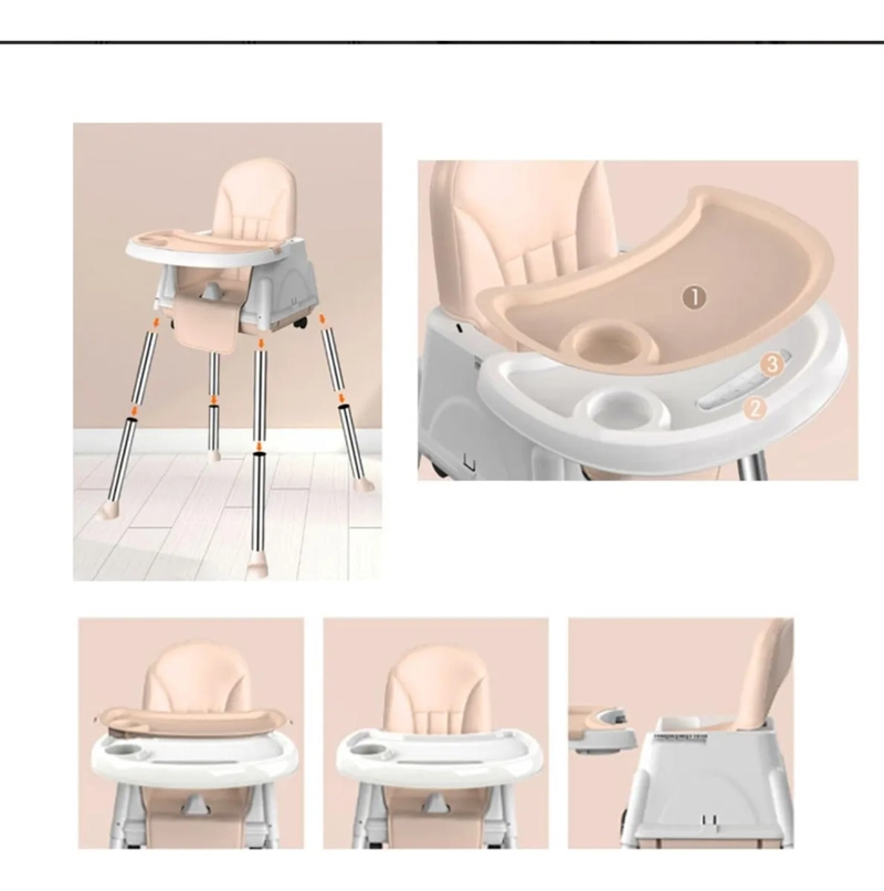 SILLA COMER 3 EN 1 CON RUEDAS COLOR ROSA BEBE - 2