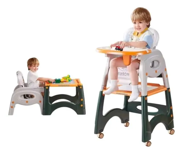 SILLA COMER MULTIFUNCIONAL CON RUEDAS VOYAGE COLOR NARANJA - 4