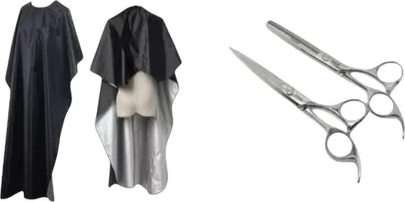 SET TIJERAS + CAPA + PEINES + TALCO - 3