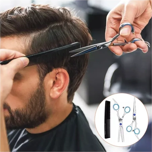 KIT TIJERAS PELUQUERIA 10 UNIDADES COLOR NEGRO - 6