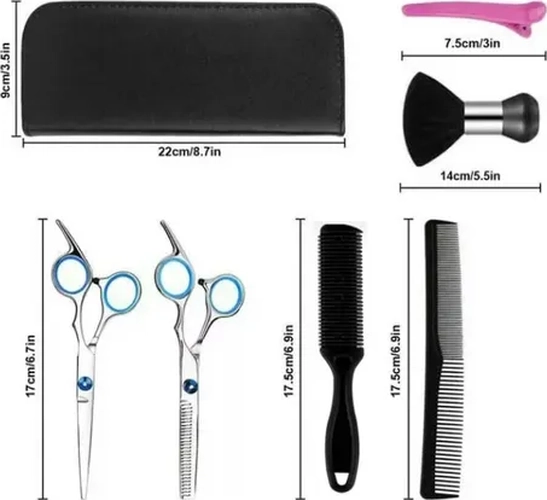 KIT TIJERAS PELUQUERIA 10 UNIDADES COLOR NEGRO - 7