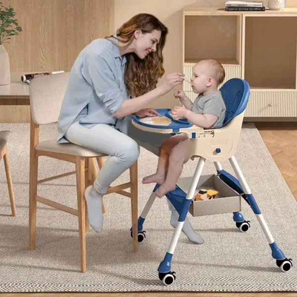 SILLA COMER KINDER PORTATIL CALIDAD CON RUEDAS - 3