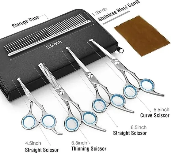 SET TIJERAS PELUQUERIA CANINA PERROS X4 - 5