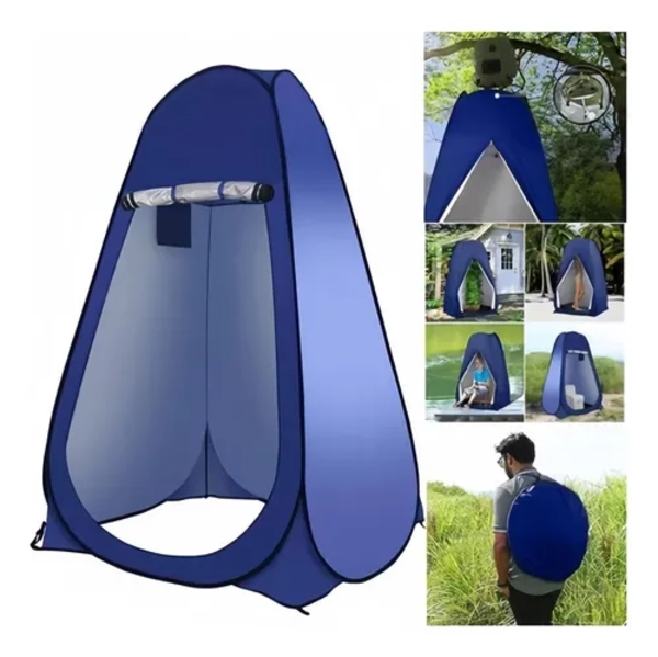 CARPA CASETA BAÑO VESTIDOR PORTATIL + INODORO AZUL - 3