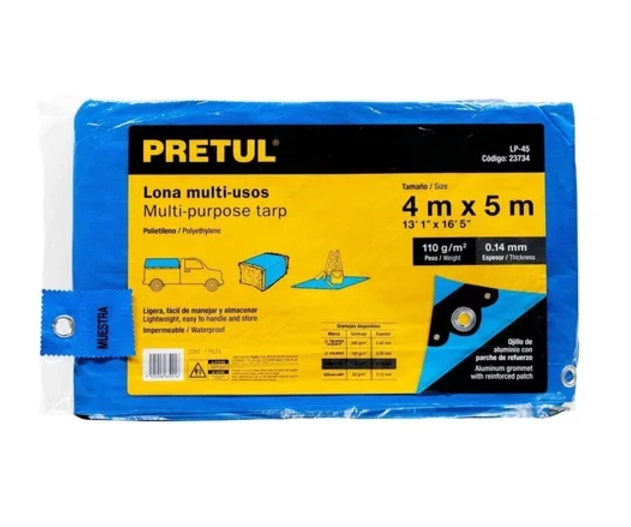 LONA CARPA PLEGABLE PRETUL 4X5M AZUL/GRIS BLACKOUT - 1